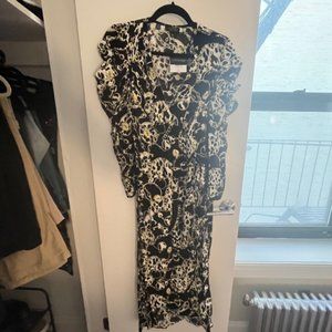 Topshop animal print wrap dress w/ ruched sleeves